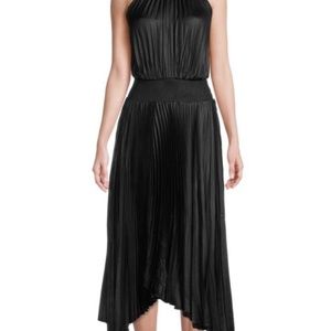 Elie Tahari Pleated Blouson Midi Dress